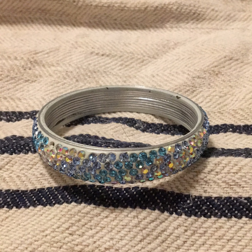 Pink & Blue Rhinestone Enamel Bangles - Picture 3 of 6
